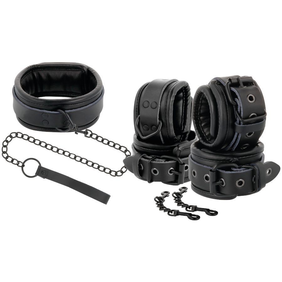 DARKNESS - BLACK LEATHER HANDCUFFS AND COLLAR - Bild 11