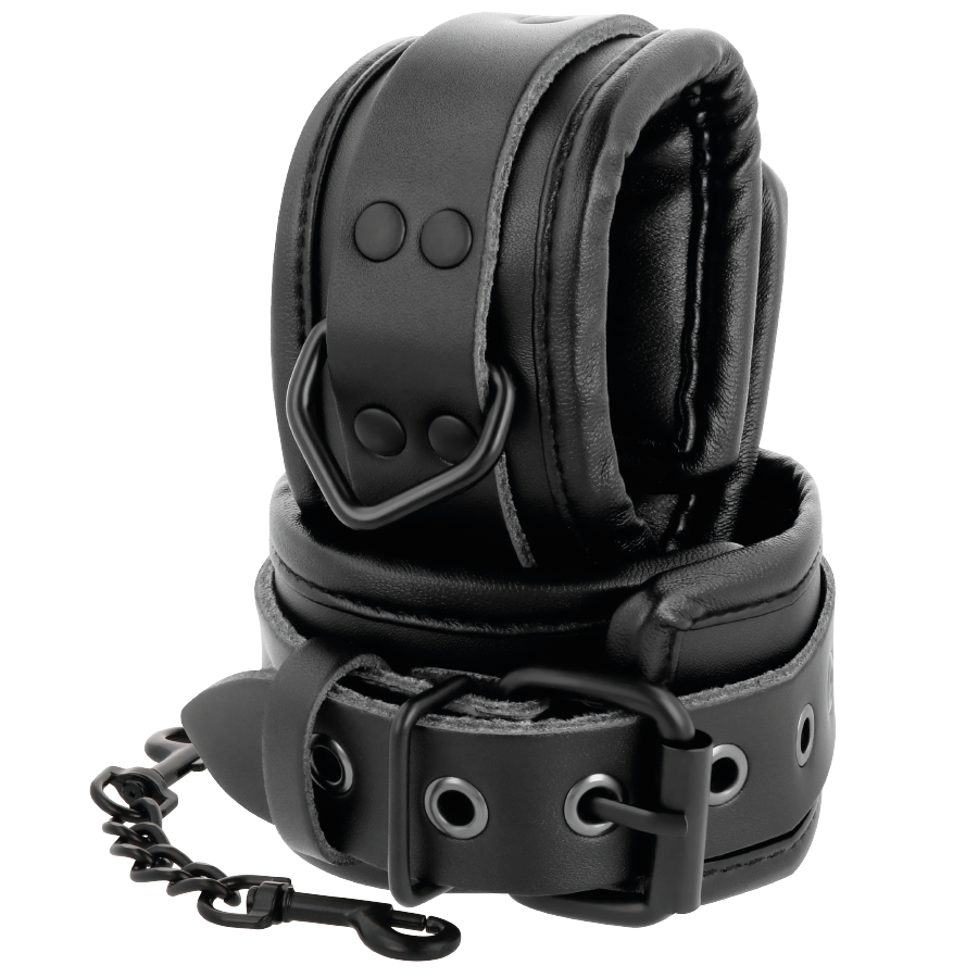 DARKNESS - BLACK LEATHER HANDCUFFS AND COLLAR - Bild 6