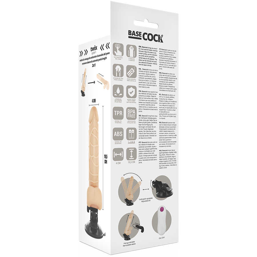 BASECOCK - REALISTIC VIBRATOR REMOTE CONTROL NATURAL WITH TESTICLES 19.5 CM -O- 4 CM - Bild 4