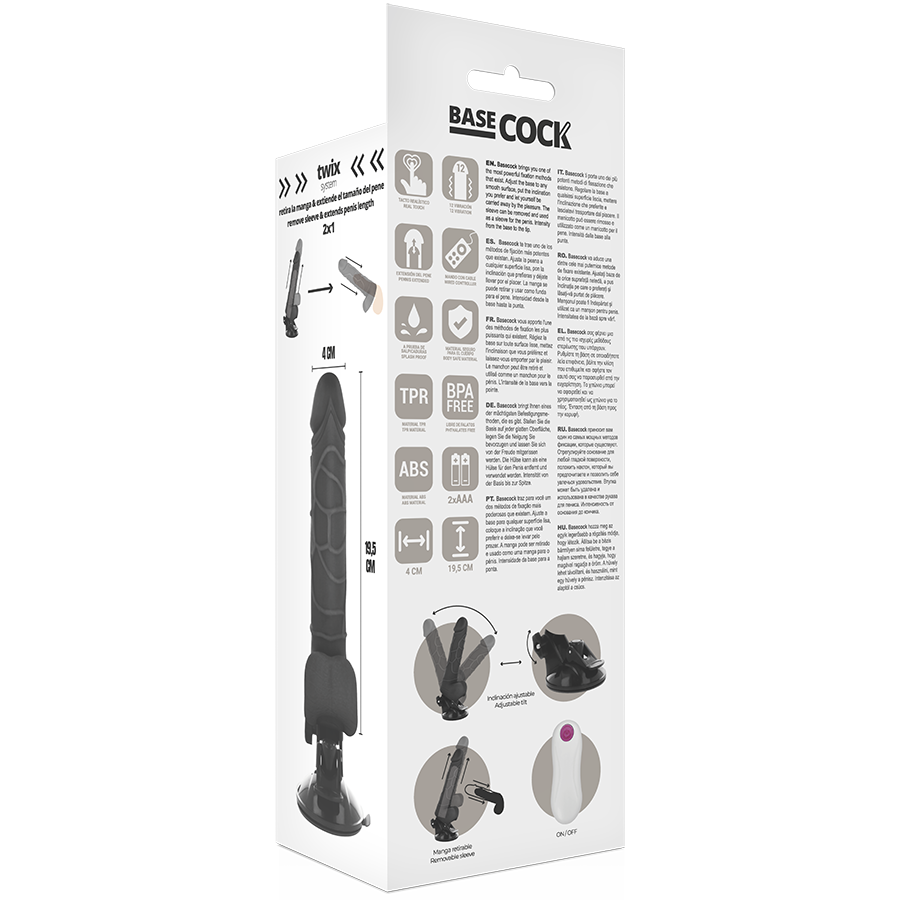 BASECOCK - REALISTIC VIBRATOR REMOTE CONTROL BLACK WITH TESTICLES 19.5 CM -O- 4 CM - Bild 4