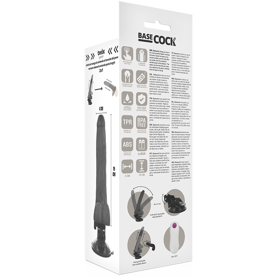 BASECOCK - REALISTIC VIBRATOR REMOTE CONTROL BLACK 19 CM -O- 4 CM - Bild 4
