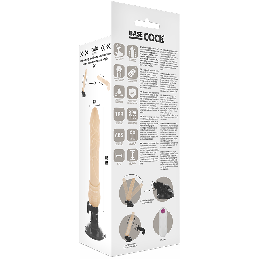 Alternative view of BASECOCK - REALISTIC VIBRATOR REMOTE CONTROL FLESH 19.5 CM -O- 4 CM
