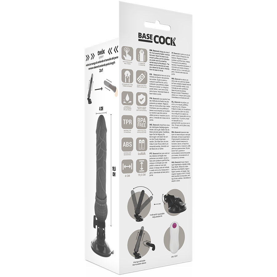 BASECOCK - REALISTIC VIBRATOR REMOTE CONTROL BLACK 19.5 CM -O- 4 CM - Bild 3