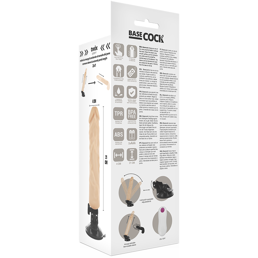 BASECOCK - REALISTIC VIBRATOR REMOTE CONTROL FLESH 21 CM -O- 4 CM - Bild 3