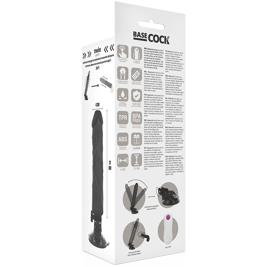 BASECOCK - REALISTIC VIBRATOR REMOTE CONTROL BLACK 21 CM -O- 4 CM - Bild 3
