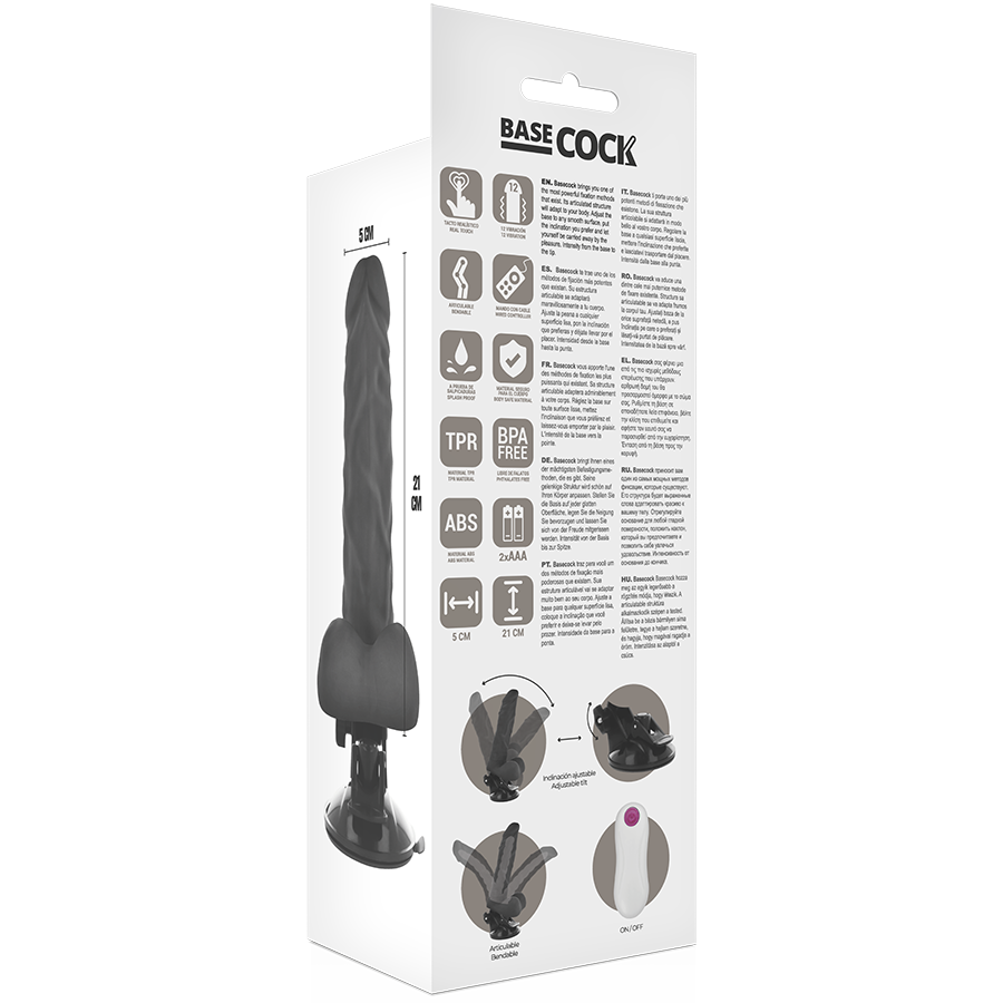 Alternative view of BASECOCK - VIBRADOR ARTICULABLE CONTROL REMOTO NEGRO 21 CM -O- 5 CM