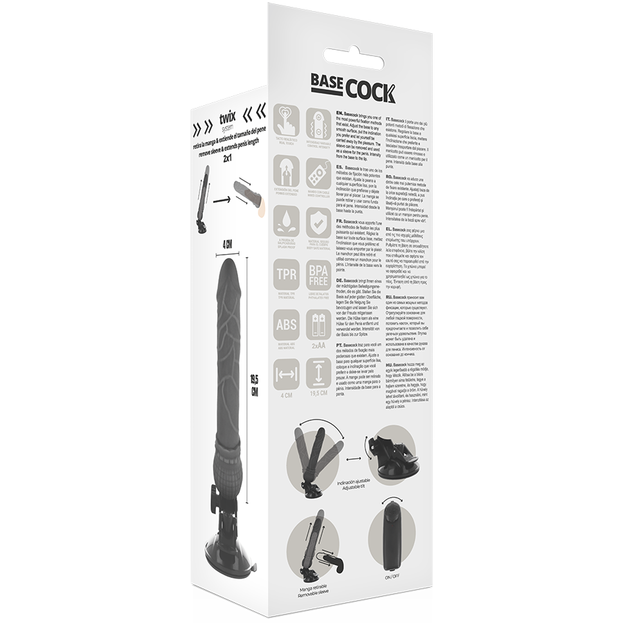 BASECOCK - REALISTIC VIBRATOR REMOTE CONTROL BLACK 19.5 CM -O- 4 CM - Bild 5
