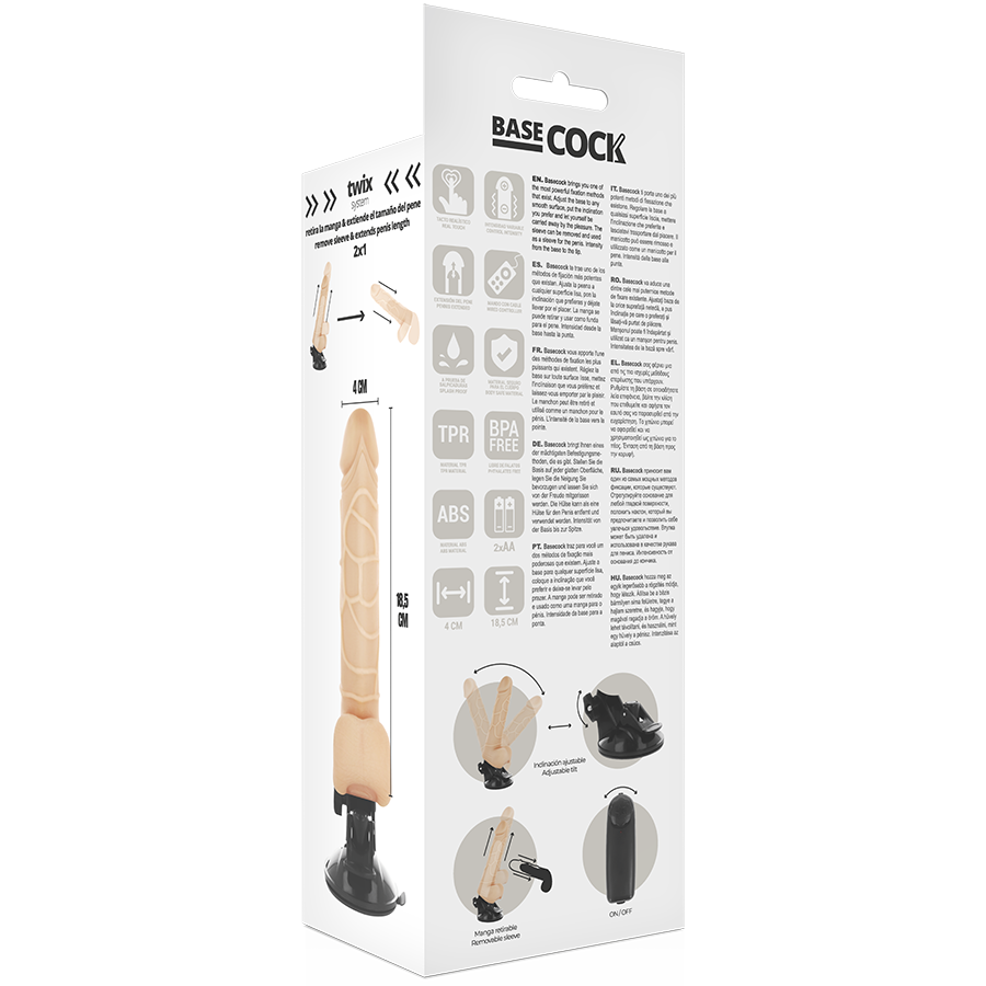 BASECOCK - REALISTIC VIBRATOR REMOTE CONTROL FLESH 18.5 CM -O- 4CM - Bild 5