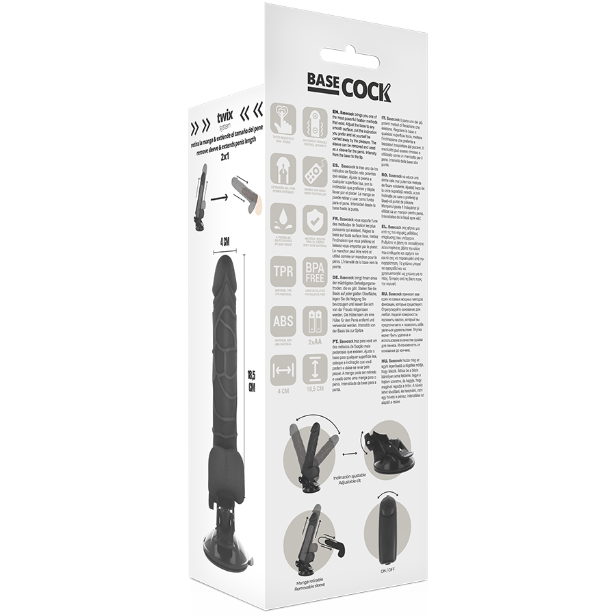 BASECOCK - REALISTIC VIBRATOR REMOTE CONTROL BLACK 18.5 CM -O- 4CM - Bild 4