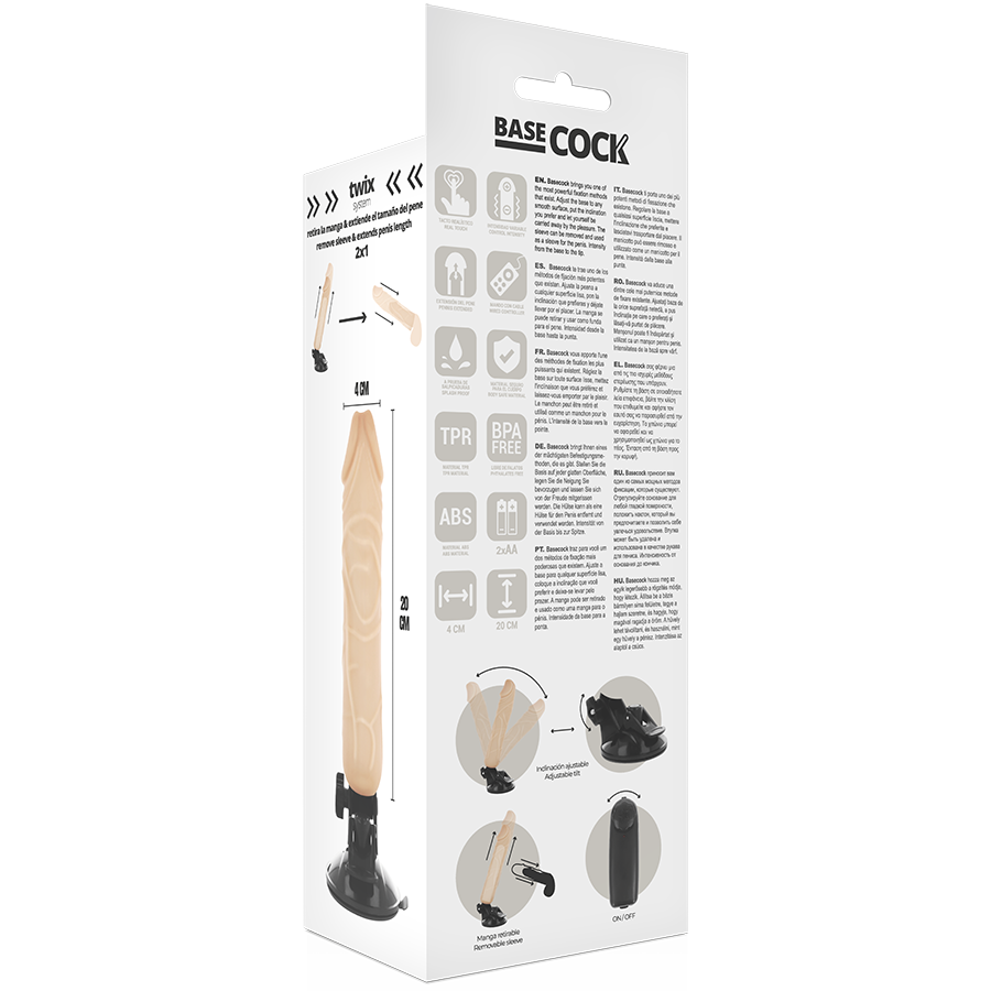 BASECOCK - REALISTIC VIBRATOR REMOTE CONTROL FLESH 20 CM -O- 4 CM - Bild 3