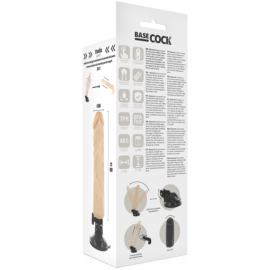 BASECOCK - REALISTIC VIBRATOR REMOTE CONTROL FLESH 21 CM -O- 4 CM - Bild 5