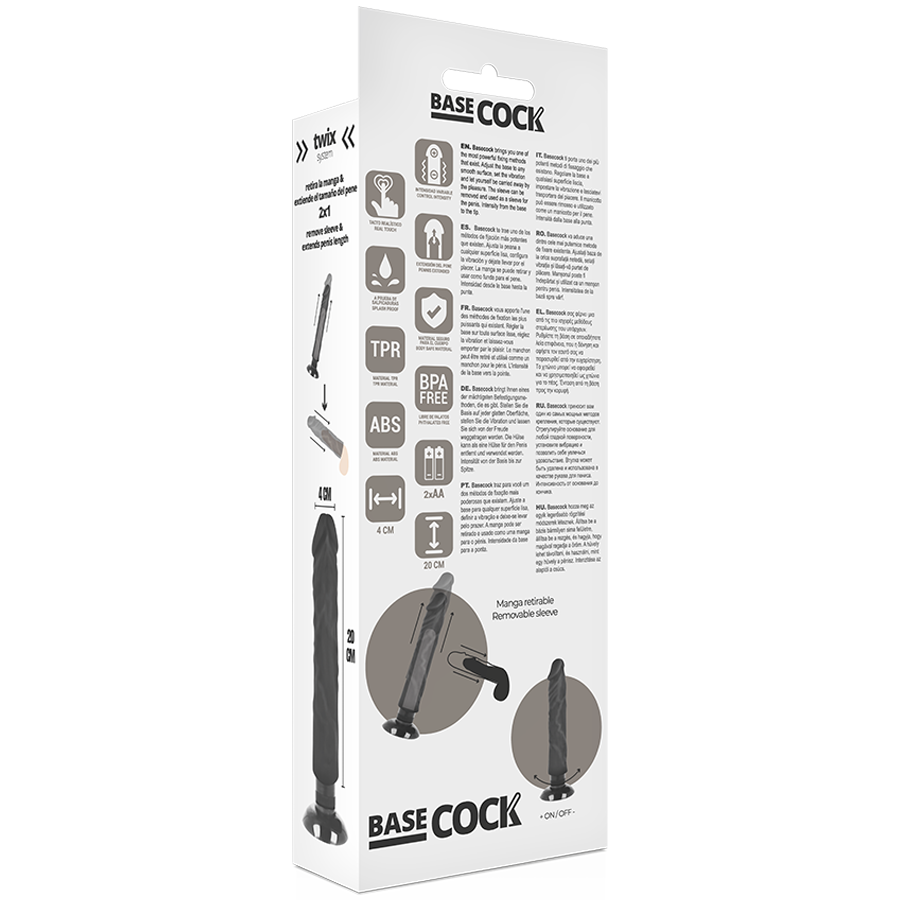 BASECOCK - REALISTIC VIBRATOR 2-1 BLACK 20 CM -O- 4 CM - Bild 5