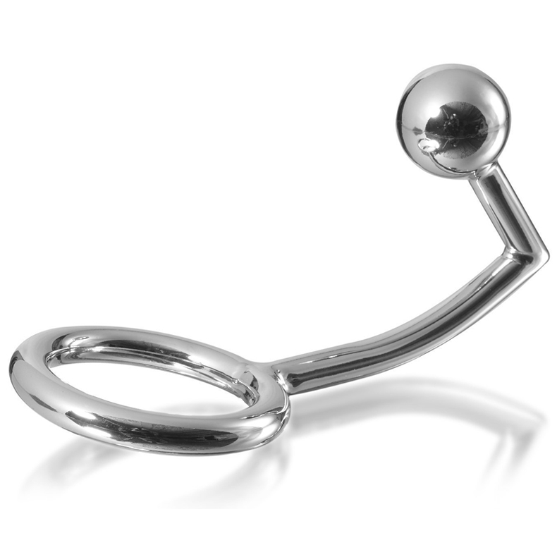 METAL HARD - COCK RING RING WITH ANAL INTRUDER HOOK 40MM - Bild 3