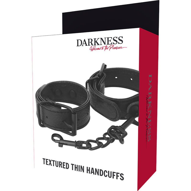 Alternative view of DARKNESS - WIDE THIN TEXTURED HANDCUFFS