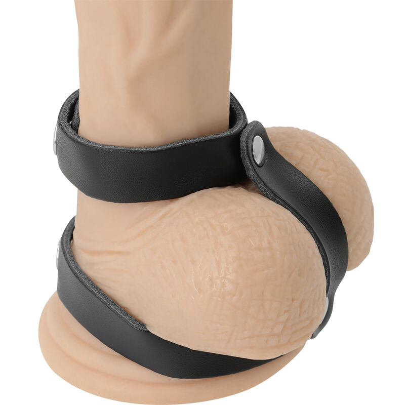 DARKNESS - LEATHER ADJUSTABLE PENIS AND TESTICLE RING - Bild 5