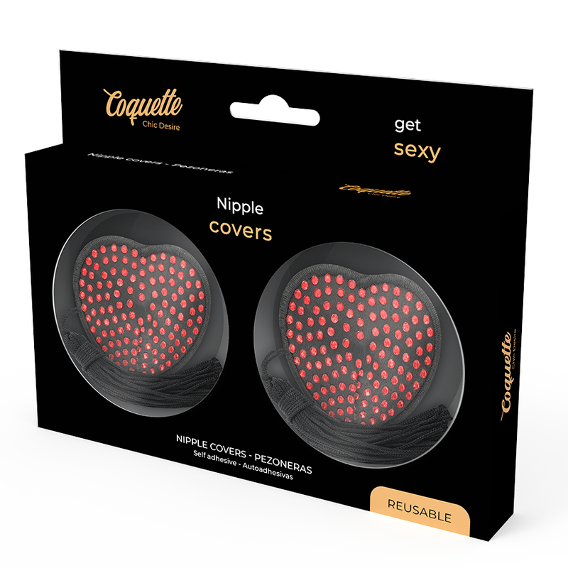 COQUETTE CHIC DESIRE - NIPPLE COVERS HEART BLACK / RED - Bild 4
