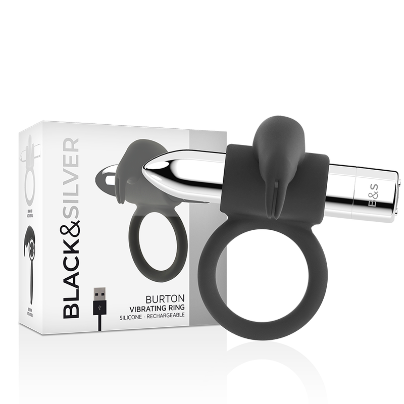 BLACK&SILVER - BURTON RECHARGEABLE RING 10 VIBRATION MODES - Bild 5