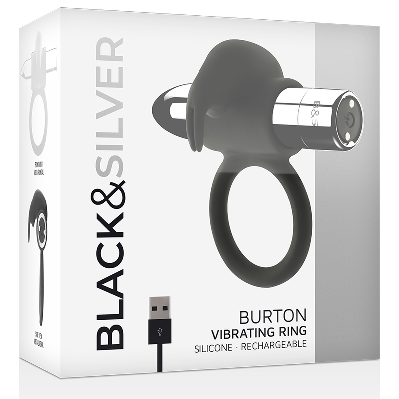 BLACK&SILVER - BURTON RECHARGEABLE RING 10 VIBRATION MODES - Bild 2