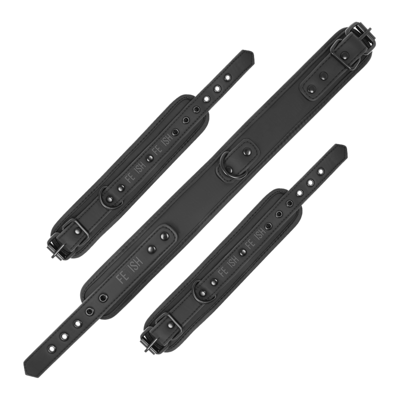 FETISH SUBMISSIVE - VEGAN LEATHER NECKLACE AND HANDCUFFS WITH NOPRENE LINING - Bild 8