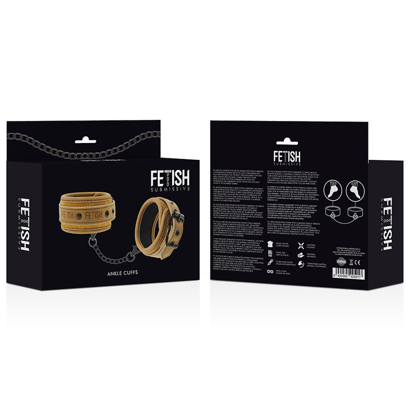 FETISH SUBMISSIVE ORIGEN - VEGAN LEATHER ANKLE CUFFS WITH NEOPRENE LINING - Bild 7