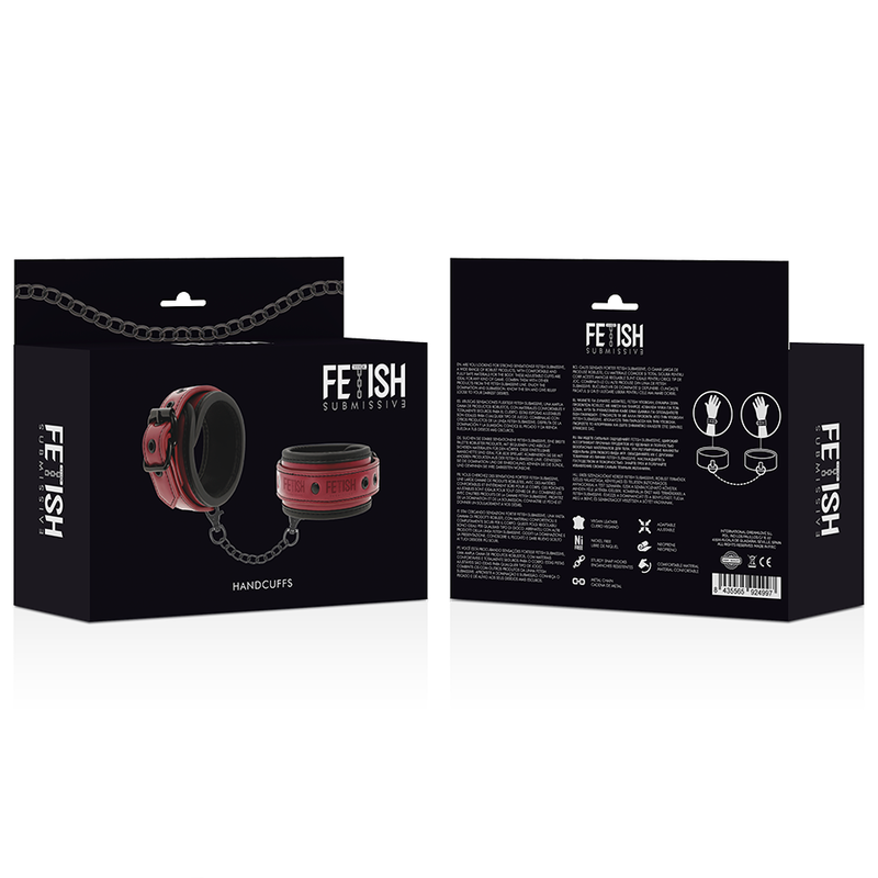 FETISH SUBMISSIVE DARK ROOM - VEGAN LEATHER HANDCUFFS WITH NEOPRENE LINING - Bild 7
