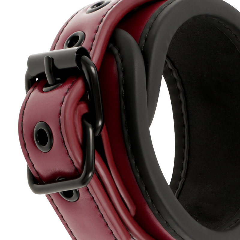 FETISH SUBMISSIVE DARK ROOM - VEGAN LEATHER HANDCUFFS WITH NEOPRENE LINING - Bild 5