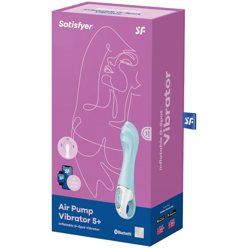 SATISFYER - AIR PUMP VIBRATOR 5+ INFLATABLE G-SPOT VIBRATOR APP BLUE - Bild 4
