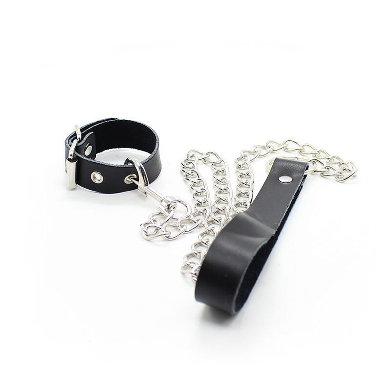 Alternative view of OHMAMA FETISH - PENIS NECKLACE AND LEATHER STRAP WITH METAL CHAIN
