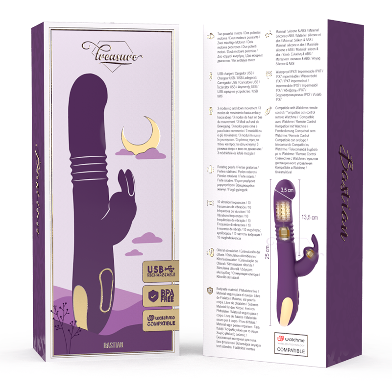 TREASURE - BASTIAN RABBIT UP & DOWN ROTATOR & VIBRATOR + WATCHME REMOTE CONTROL - Bild 5