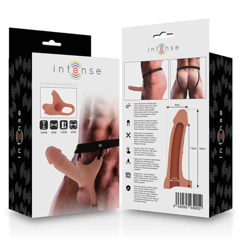 INTENSE - HOLLOW HARNESS WITH SILICONE DILDO 16 X 3.5 CM - Bild 7