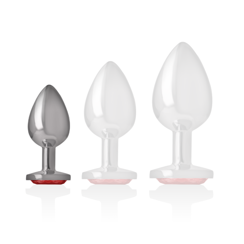 Alternative view of INTENSE - ALUMINUM METAL ANAL PLUG WITH RED CRYSTAL SIZE S