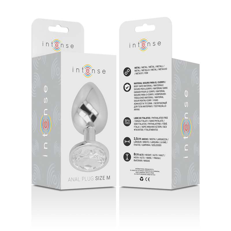 INTENSE - ALUMINUM METAL ANAL PLUG WITH SILVER CRYSTAL SIZE M - Bild 2