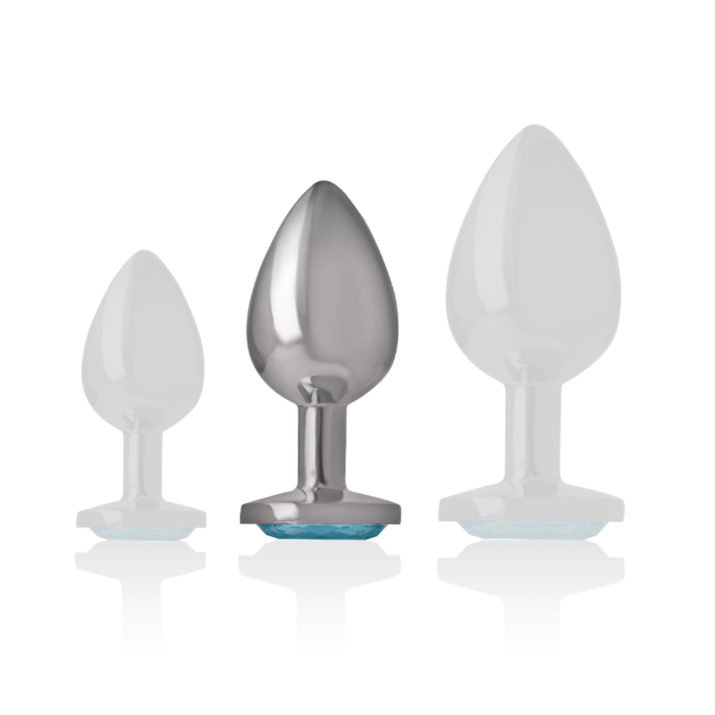 INTENSE - ALUMINUM METAL ANAL PLUG WITH BLUE GLASS SIZE M - Bild 3