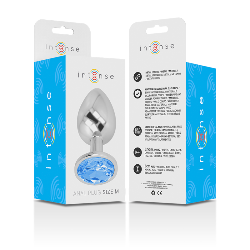 INTENSE - ALUMINUM METAL ANAL PLUG WITH BLUE GLASS SIZE M - Bild 5