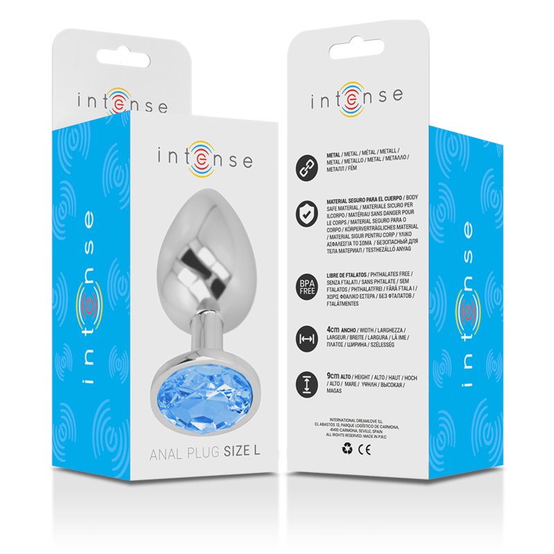 INTENSE - ALUMINUM METAL ANAL PLUG WITH BLUE CRYSTAL SIZE L - Bild 3