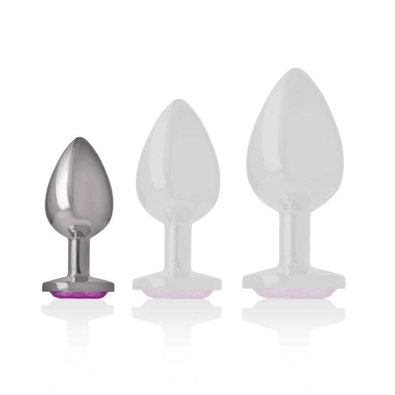 INTENSE - ALUMINUM METAL ANAL PLUG WITH PINK CRYSTAL SIZE S - Bild 3