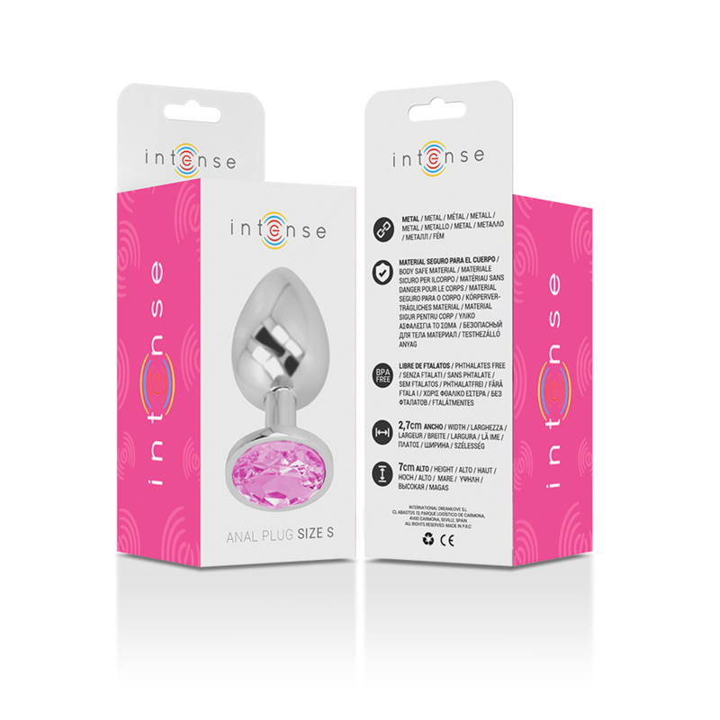 INTENSE - ALUMINUM METAL ANAL PLUG WITH PINK CRYSTAL SIZE S - Bild 4