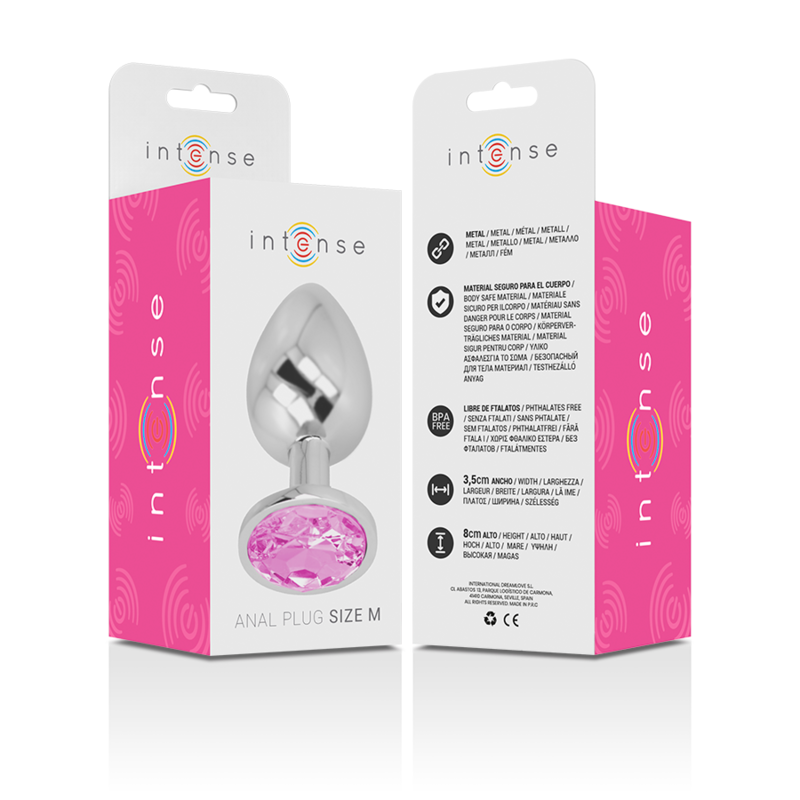 INTENSE - ALUMINUM METAL ANAL PLUG WITH PINK CRYSTAL SIZE M - Bild 5