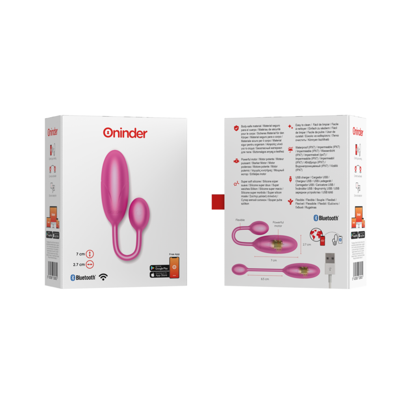 ONINDER - DENVER VIBRATING EGG PINK 7 X 2.7 CM FREE APP - Bild 7