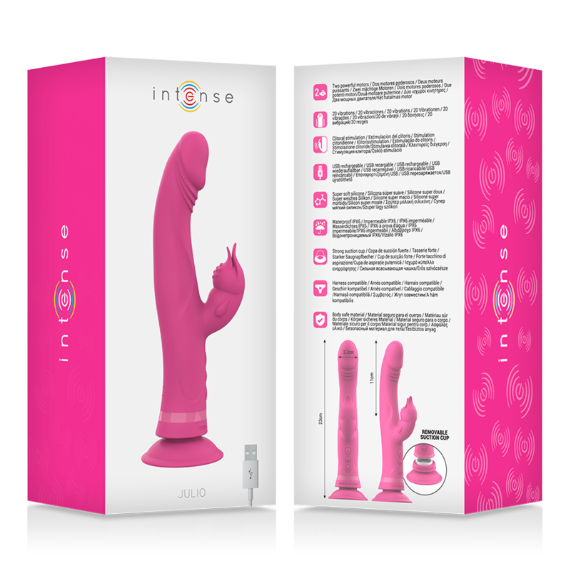Alternative view of INTENSE - JULIO RABBIT VIBRATOR PINK SILICONE