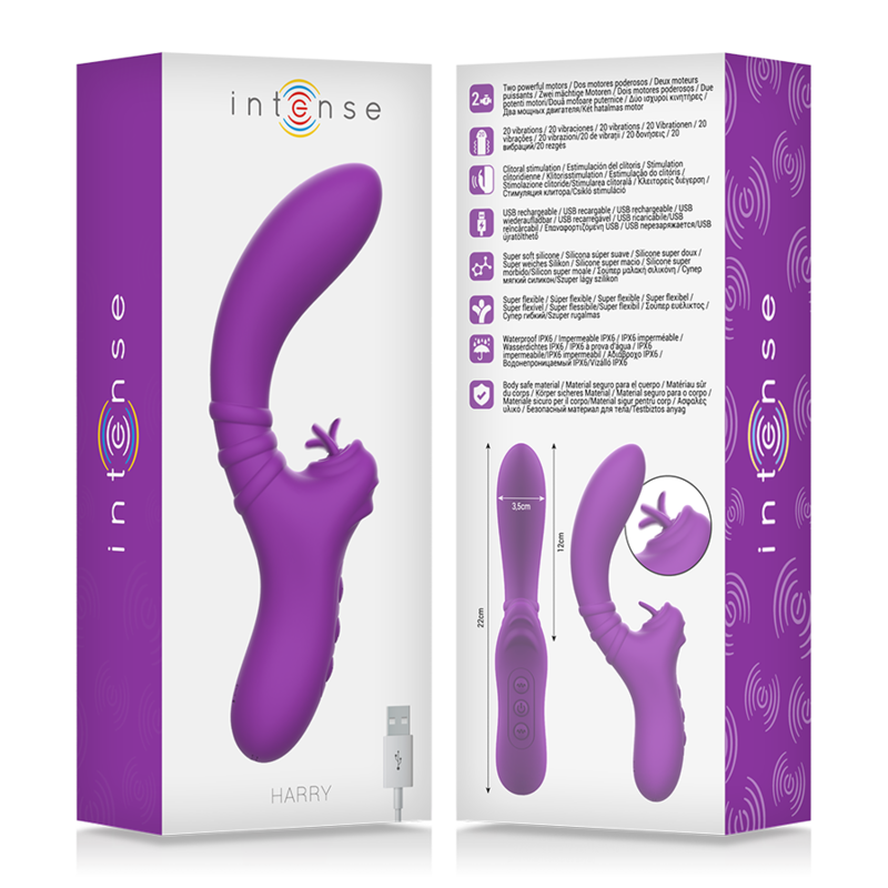 INTENSE - HARRY FLEXIBLE VIBRATOR WITH PURPLE TONGUE - Bild 5