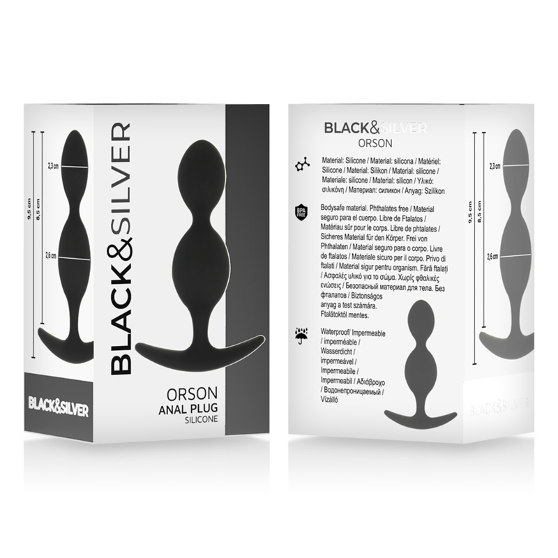 Alternative view of BLACK&SILVER - ORSON PLUG SILICONE 2 ANAL WAVES 9 CM