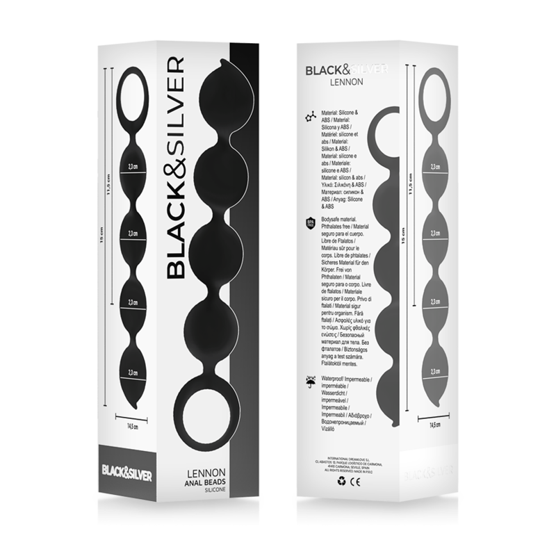 BLACK&SILVER - LENNON ANAL ROSARY 4 SILICONE SPHERES 15 CM - Bild 4