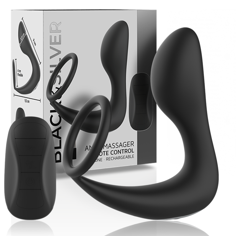 BLACK&SILVER - REMOTE CONTROL ANAL MASSAGER RECHARGEABLE SILICONE BLACK - Bild 6