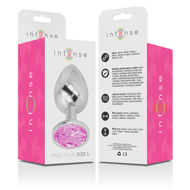 INTENSE - ALUMINUM METAL ANAL PLUG WITH PINK CRYSTAL SIZE L - Bild 6