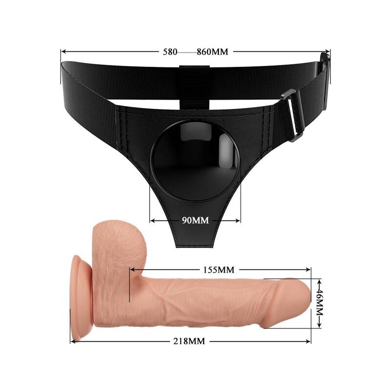 PRETTY LOVE - HARNESS BRIEFS UNIVERSAL HARNESS WITH DILDO JERRY 21.8 CM NATURAL - Bild 6