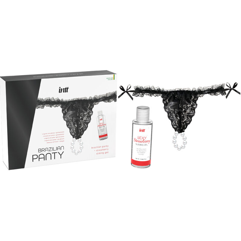 INTT RELEASES - BRAZILIAN BLACK PANTY WITH PEARLS AND LUBRICANT GEL 50 ML - Bild 4