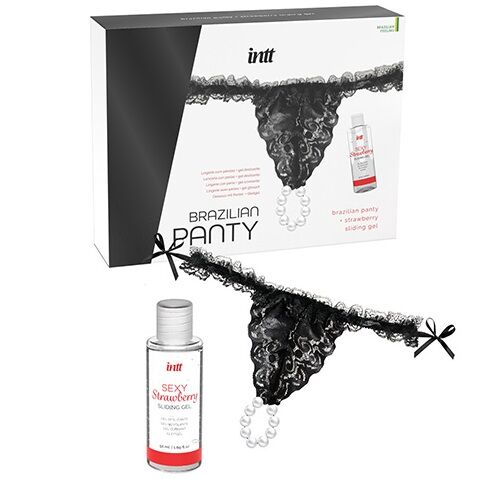 INTT RELEASES - BRAZILIAN BLACK PANTY WITH PEARLS AND LUBRICANT GEL 50 ML - Bild 3