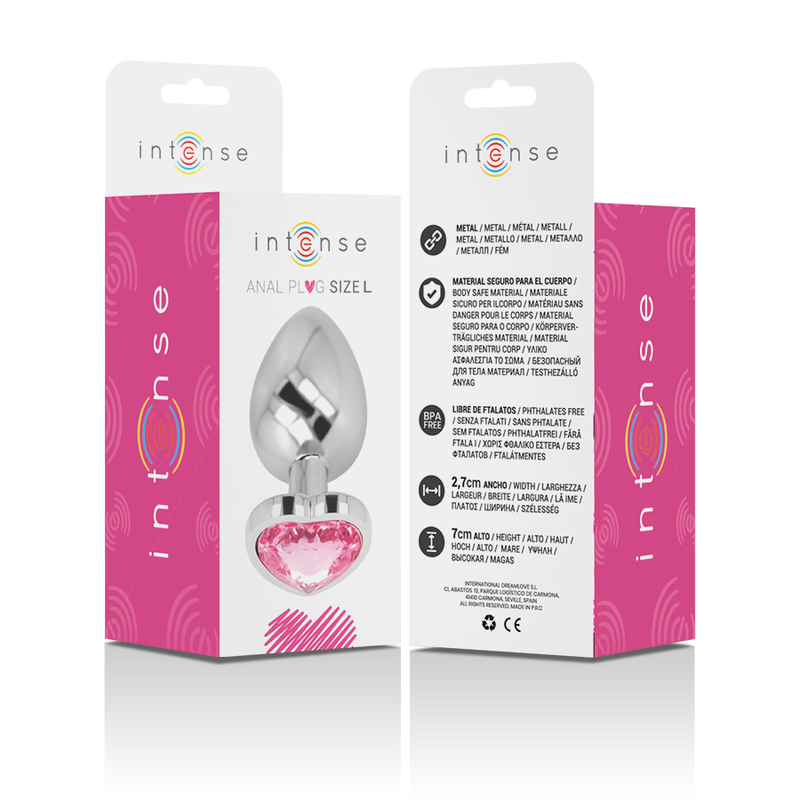 Alternative view of INTENSE - ALUMINUM METAL ANAL PLUG PINK HEART SIZE L
