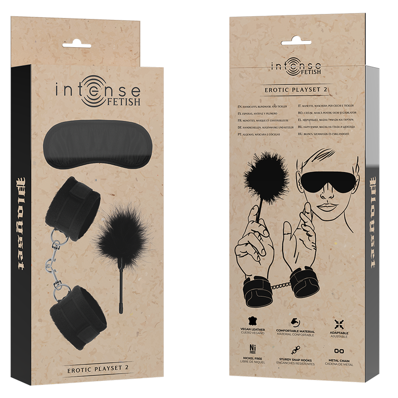 INTENSE - FETISH EROTIC PLAYSET 2 WITH HANDCUFFS, BLIND MASK AND TICKLER - Bild 4